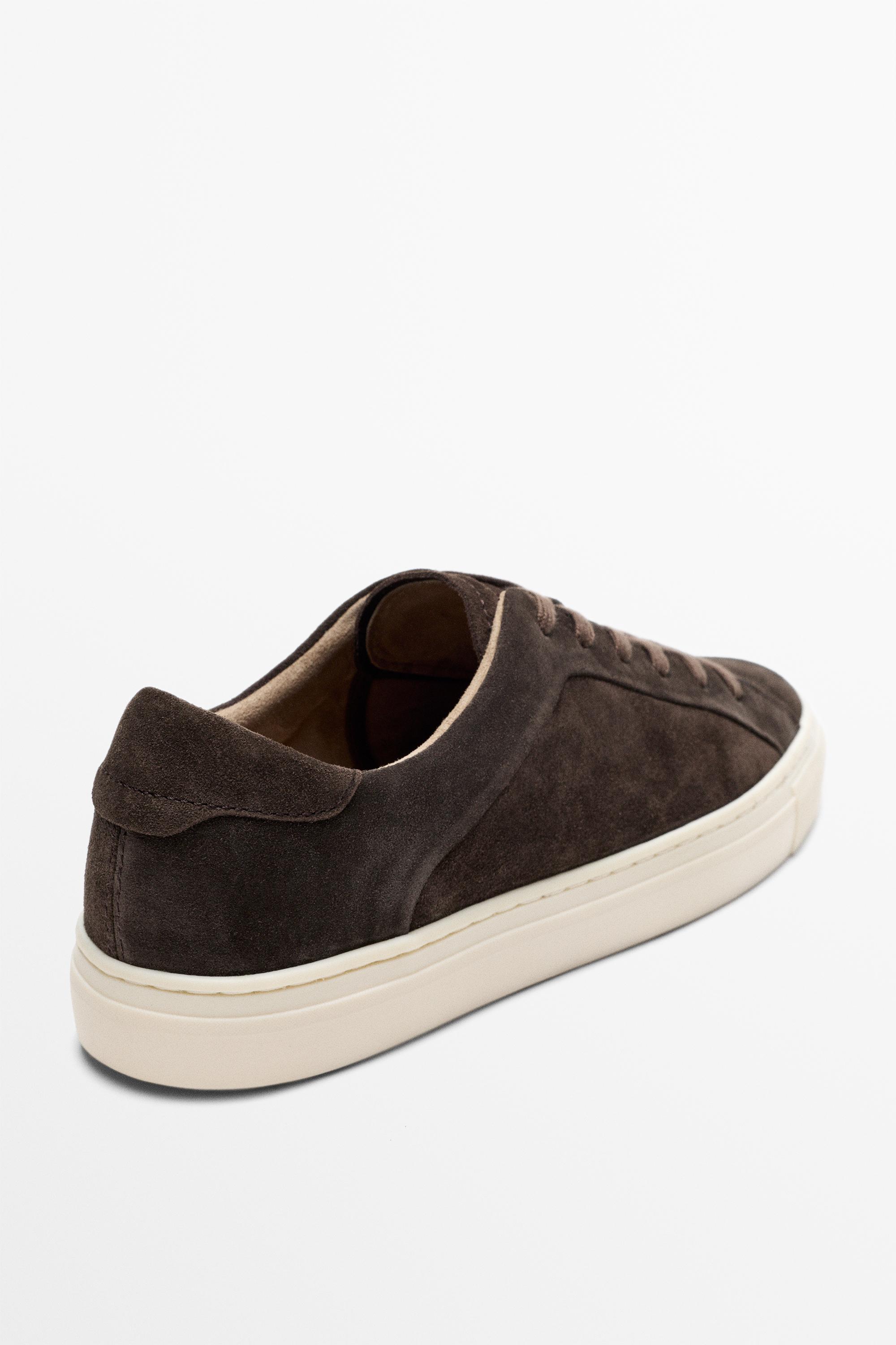 Leather trainers with lug sole